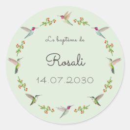 Anna's Hummingbirds Baptism Ronde Sticker