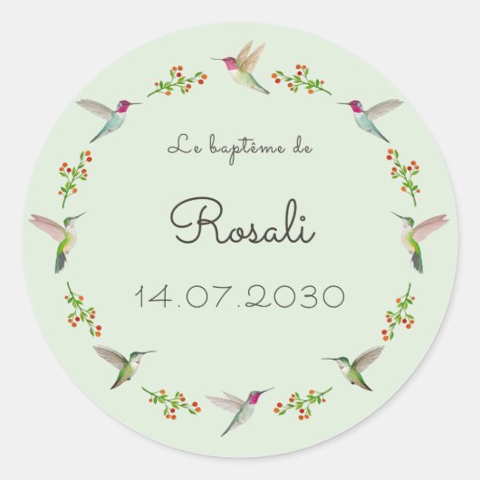 Anna's Hummingbirds Baptism Ronde Sticker (Voorkant)