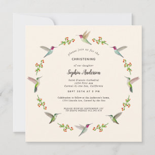 Anna's Hummingbirds Christening Invitation