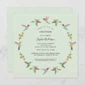 Anna's Hummingbirds Christening Invitation (Devant / Derrière)