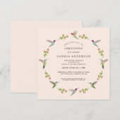 Anna's Hummingbirds Christening Invitation (Devant / Derrière)