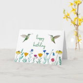 Anna's Hummingbirds en Wildflowers Verjaardag Kaart (Gele Bloem)