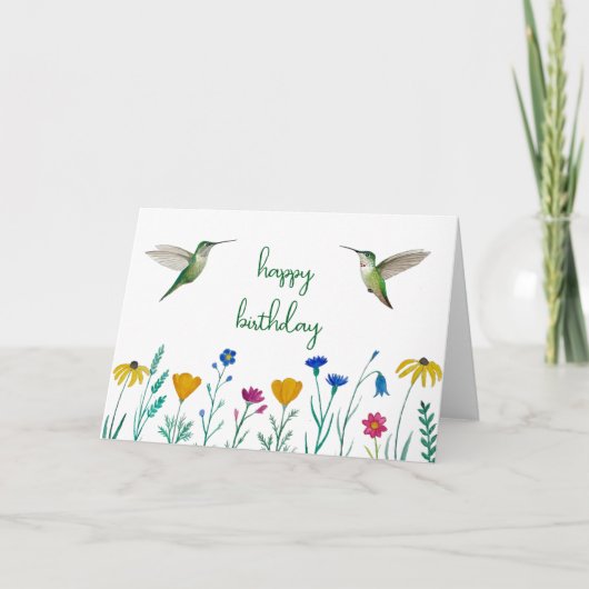 Anna's Hummingbirds en Wildflowers Verjaardag Kaart (Voorkant)