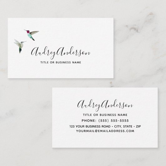 Anna's Visitekaartje voor Hummingvogels (Voorkant / Achterkant)