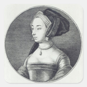 Anne Boleyn, geëtst door Wenceslaus Hollar, 1649 Vierkante Sticker