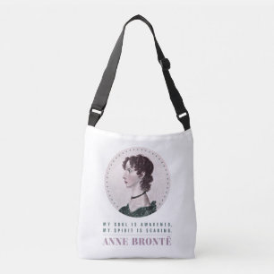 Anne Bronte Portrait en Quote My Soul wordt wakker Crossbody Tas