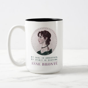 Anne Bronte Portrait en Quote My Soul wordt wakker Tweekleurige Koffiemok