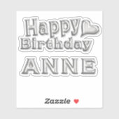Anne Happy Birthday silver Aufkleber Sticker (Vel)
