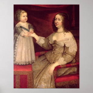Anne of Austria met haar zoon Louis XIV Poster