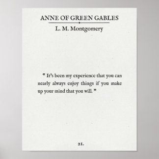 Anne of Green Gables - Book Page Quote - Geniet er Poster