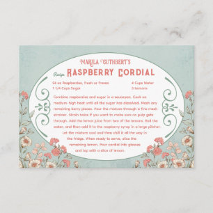 Anne of Green Gables   Raspberry Cordial Recept Informatiekaartje