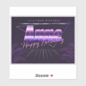 Anne Prénom lila retro Sticker (Feuille)