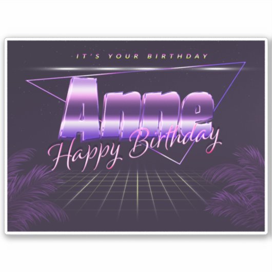 Anne Prénom lila retro Sticker (Devant)
