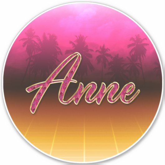 Anne prénom nom autocollant rose doré (Devant)