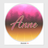 Anne prénom nom autocollant rose doré (Feuille)