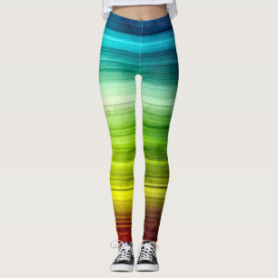 Anneaux Arc-en-ciel Teinture Bois Motif Leggings