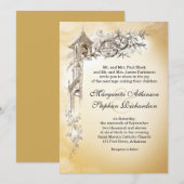 Anneaux d'amour vintages & cloches invitations de (Devant / Derrière)