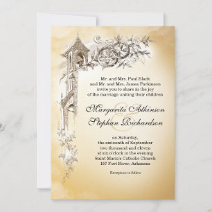 Anneaux d'amour vintages & cloches invitations de