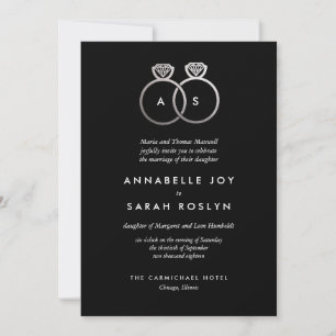 Anneaux d'argent moderne Faire-part de mariage noi