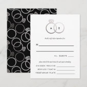 Anneaux d'argent moderne Mariage RSVP Carte de rép (Devant / Derrière)