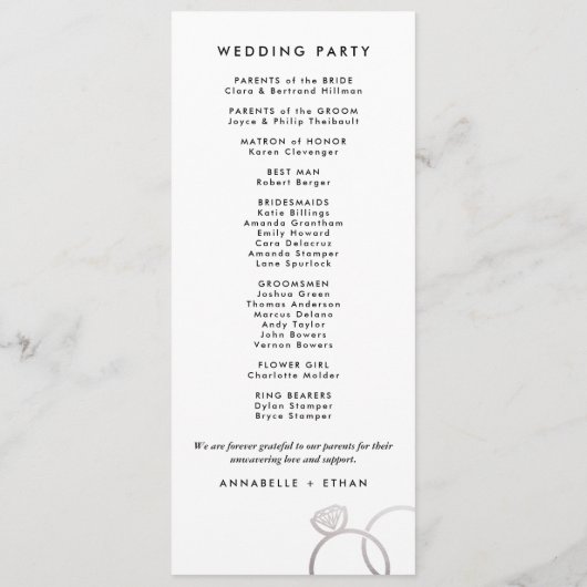 Anneaux d'argent moderne Programme de mariage pers (Dos)