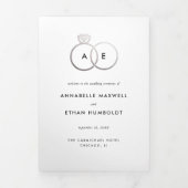 Anneaux d'argent moderne programme de mariage plié (Page de couverture)