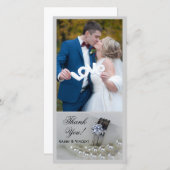 Anneaux de diamant et perles blanches Merci Mariag (Devant / Derrière)