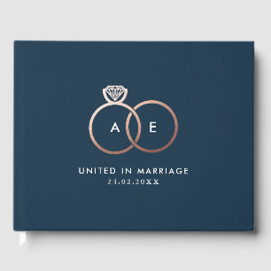 Anneaux de Mariage d'or moderne Monogramme Livre d