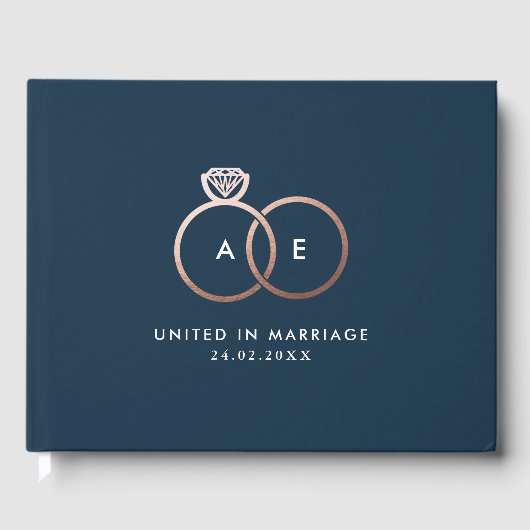Anneaux de Mariage d'or moderne Monogramme Livre d (Recto)