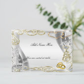 Anneaux de mariage en or et carte de table coeurs (Debout devant)