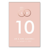 Anneaux de Mariage or Rose moderne Numéro de table (Dos)