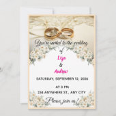 Anneaux de mariage traditionnels et invitation flo (Devant)