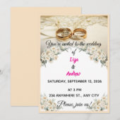 Anneaux de mariage traditionnels et invitation flo (Devant / Derrière)