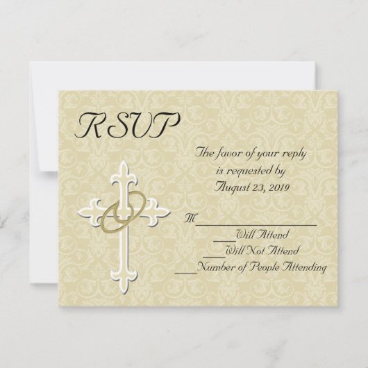 Anneaux d'or Mariage chrétien Carte RSVP (Devant)