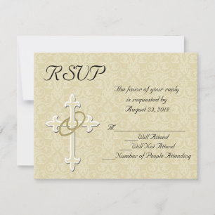 Anneaux d'or Mariage chrétien Carte RSVP