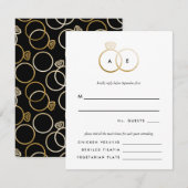 Anneaux d'or moderne Mariage RSVP Carte de réponse (Devant / Derrière)