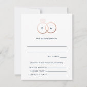 Anneaux d'or Rose moderne Mariage RSVP Reply Card (Devant)