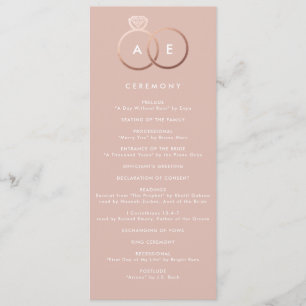 Anneaux d'or Rose moderne Programme de mariage per
