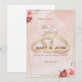 Anneaux dorés et élégance florale - Invitation chi (Devant / Derrière)