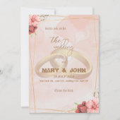 Anneaux dorés et élégance florale - Invitation chi (Devant)