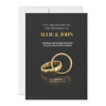 Anneaux en or massif sur invitation de mariage noi