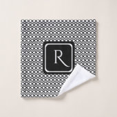 Anneaux liés noir blanc moderne Monogramme (Gant de toilette)