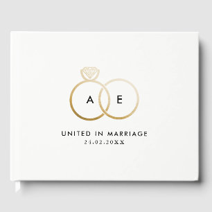 Anneaux Mariage Or Moderne Monogramme Livre d'or
