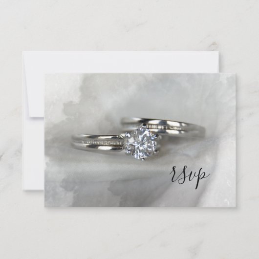 Anneaux Mariages diamant sur carte RSVP gris (Devant)