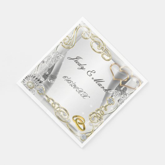 Anneaux Mariages Or Et Serviettes En Papier Coeur (Coin)