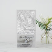 Anneaux mariages sur Faire-part Fiançailles gris (Debout devant)