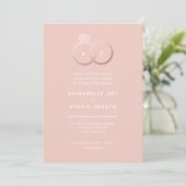 Anneaux or Rose moderne Faire-part de mariage (Debout devant)