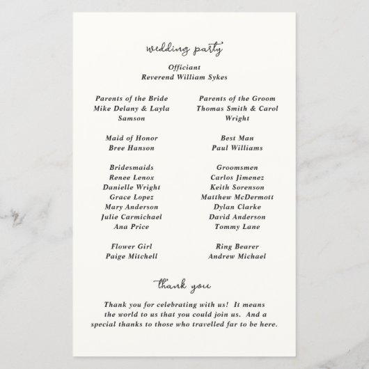 Anneaux tirés à la main Doodle Programme de mariag (Dos)