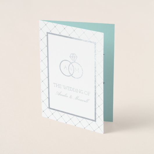 Anneaux verrouillés - Faire-part de mariage pliée (Devant)