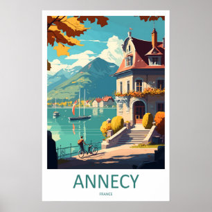 Annecy Frankrijk Nationaal Ski Reisposter Vintage Poster